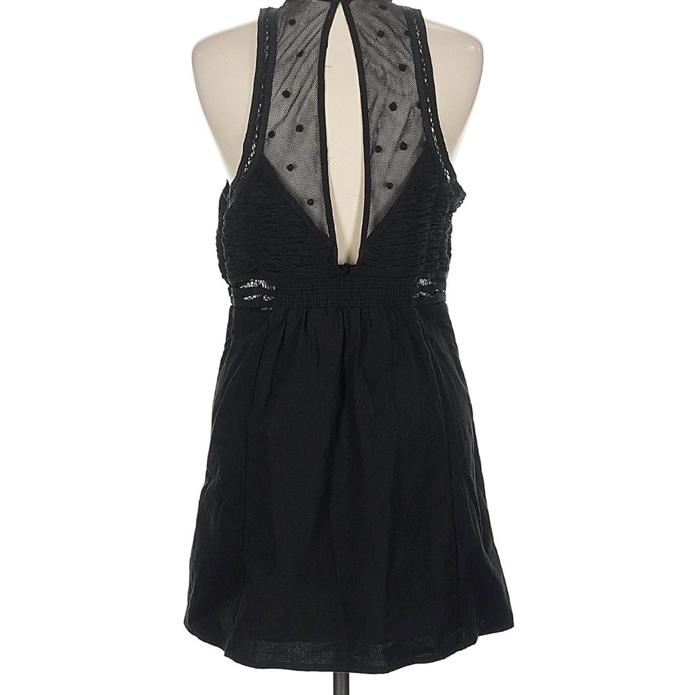 Free People Valencia Mini Dress featuring a black lace high neck and sheer dot - Picture 6 of 6